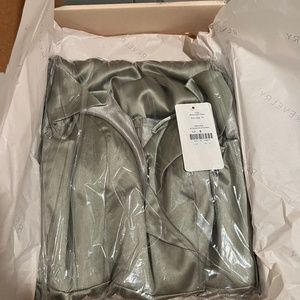 Brand New Revelry Bardot Silver Sage Satin Dress Size 8